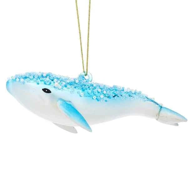Glitter Humpback Whale Shaped Bauble