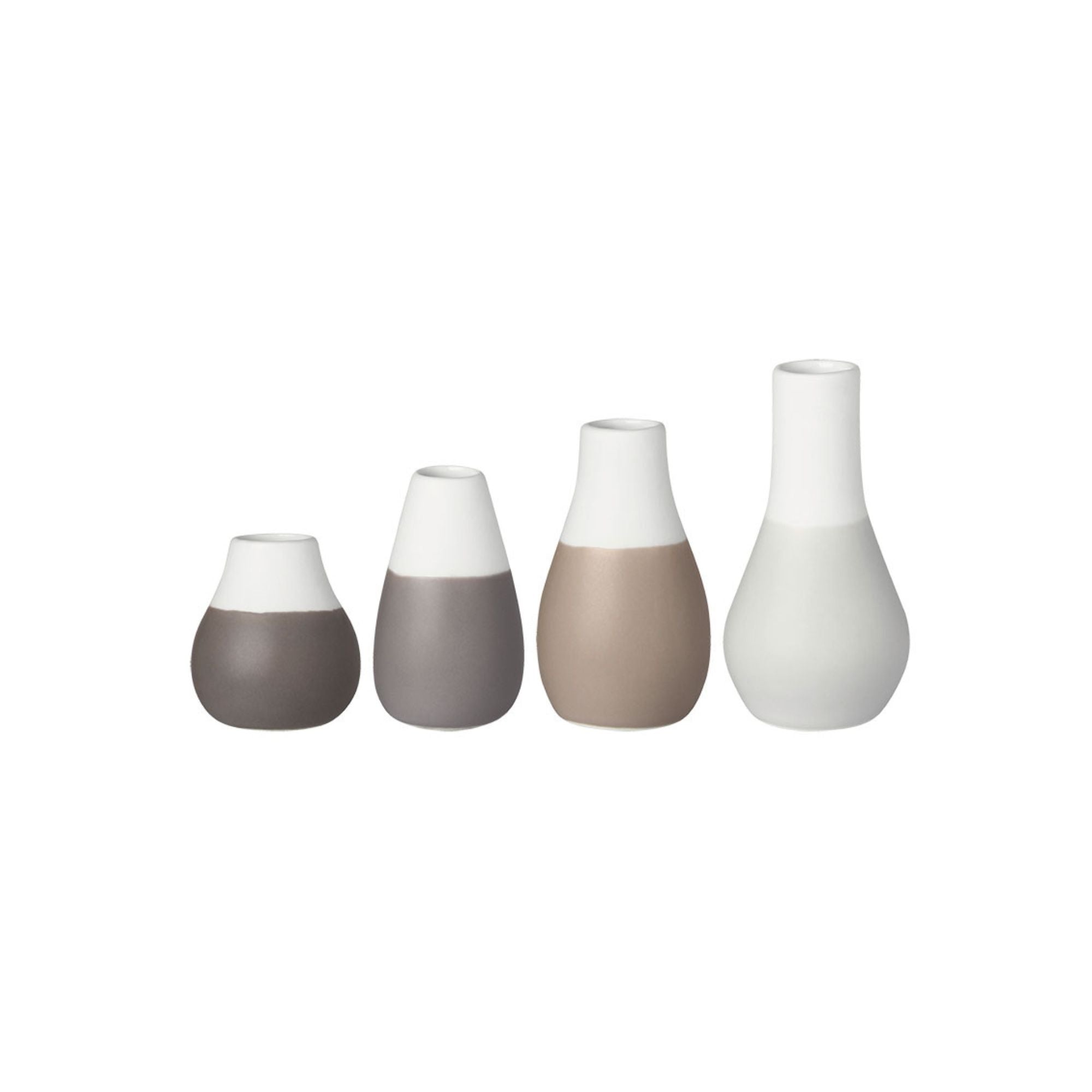 Porcelain Mini pastel Vases Set of 4pcs in grey - WowCornwall