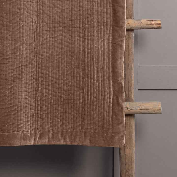 Haze Velvet Quilted Throw – Coral
