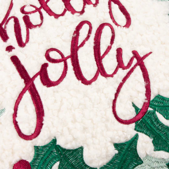 Holly Wreath Embroidered Cushion - WowCornwall