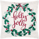Holly Wreath Embroidered Cushion - WowCornwall