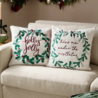 Holly Wreath Embroidered Cushion - WowCornwall