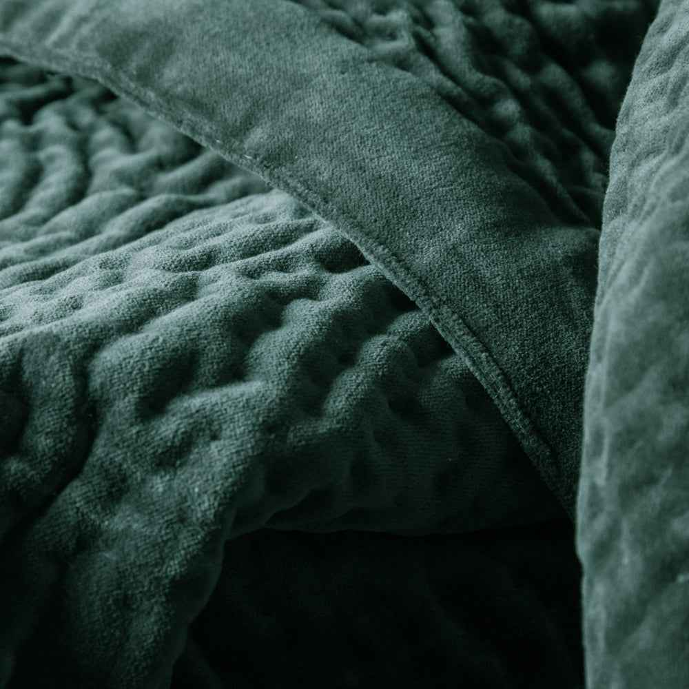 Haze Velvet Quilted Throw – Seafoam