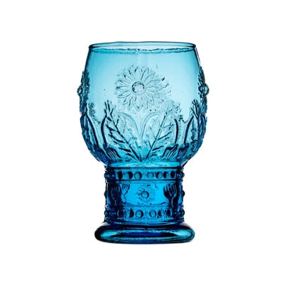 Ice Blue Embossed Wine Glass - WowCornwall