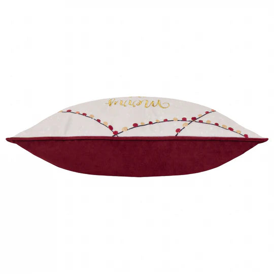 Joy To All Embroidered Velvet Cushion - WowCornwall