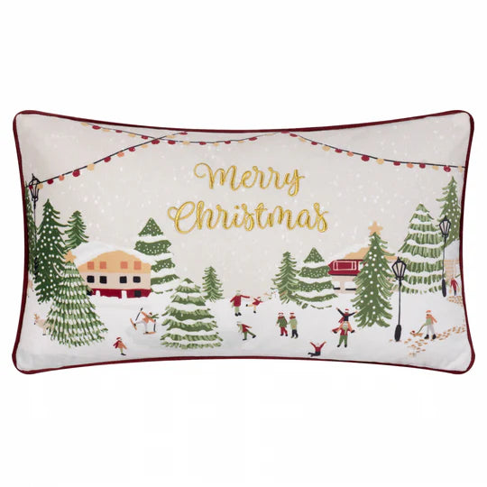 Joy To All Embroidered Velvet Cushion - WowCornwall