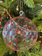 Clear/Red Glass Spot Bauble Decoration - WowCornwall