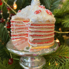White/Red Tiered Cake Bauble Decoration