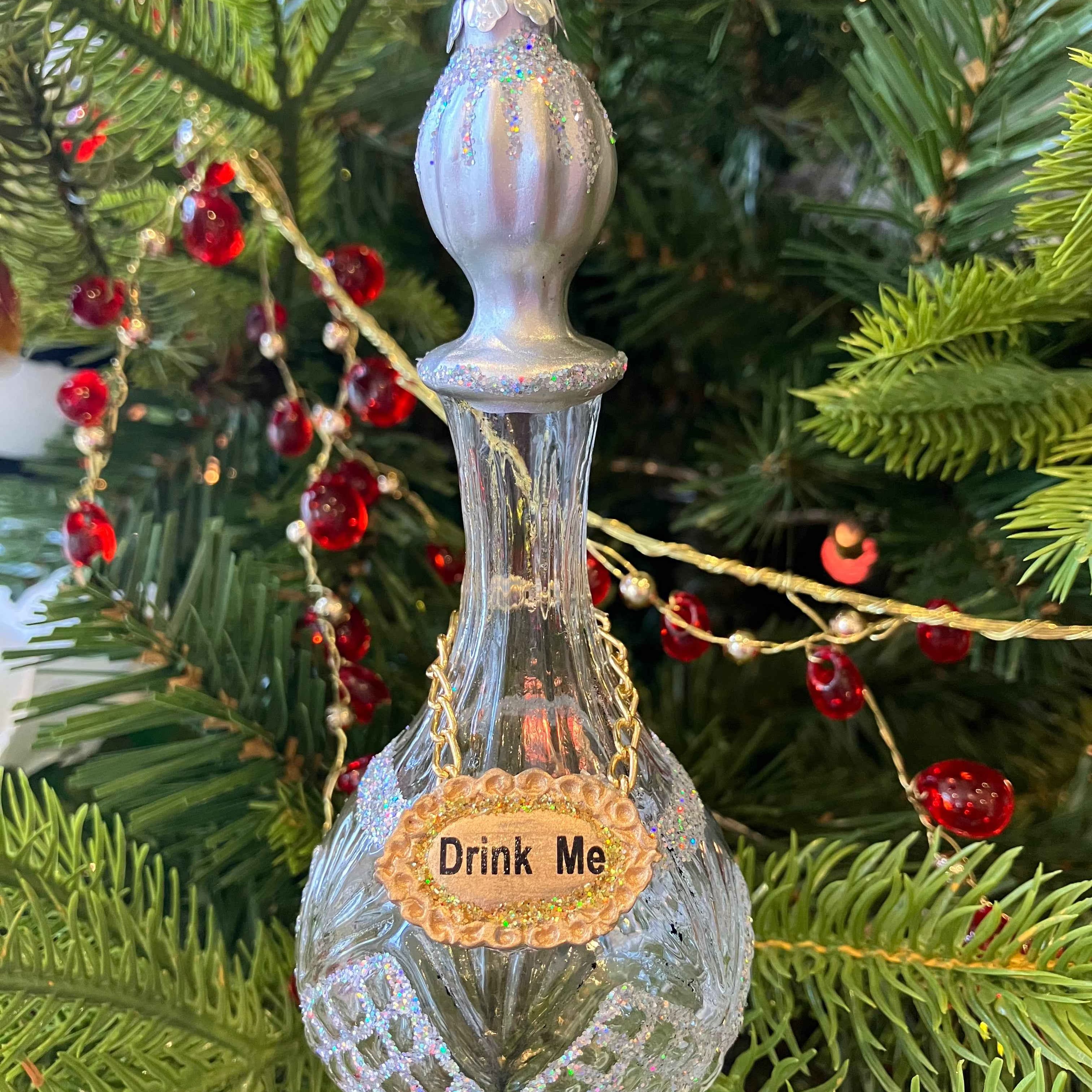 Clear Drink Me Bottle Bauble Decoration
