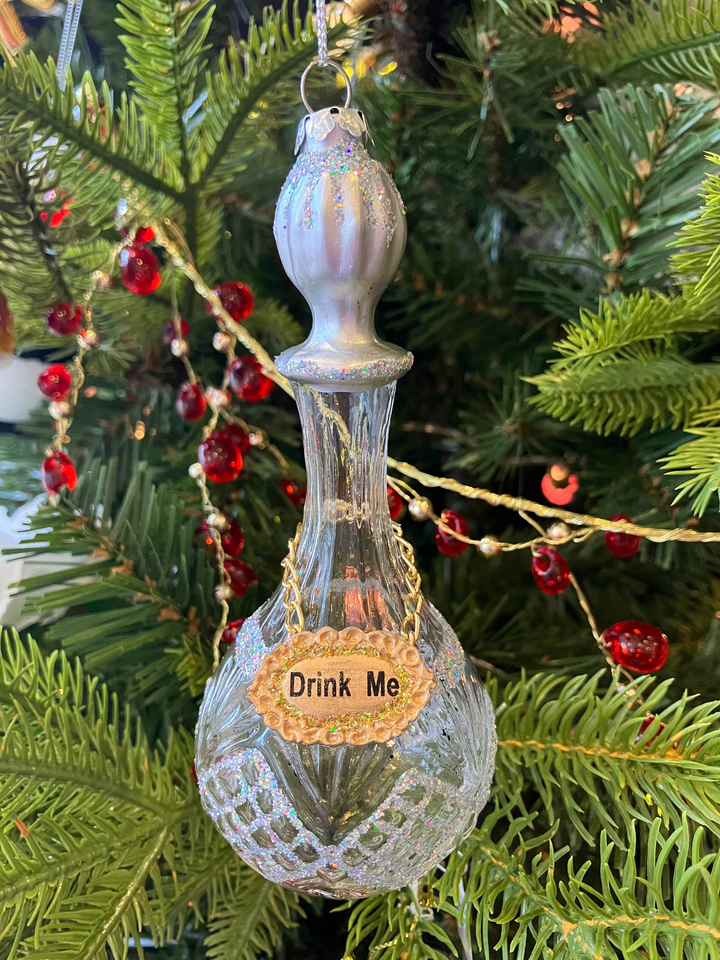 Clear Drink Me Bottle Bauble Decoration