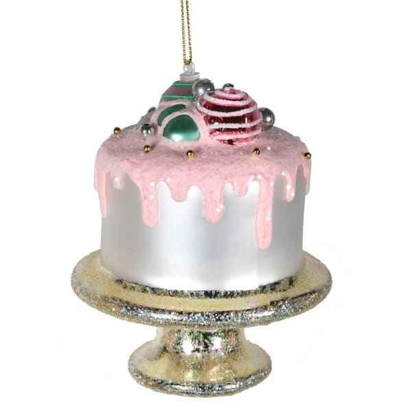 White/Pink Frosting Drip Cake Decoration