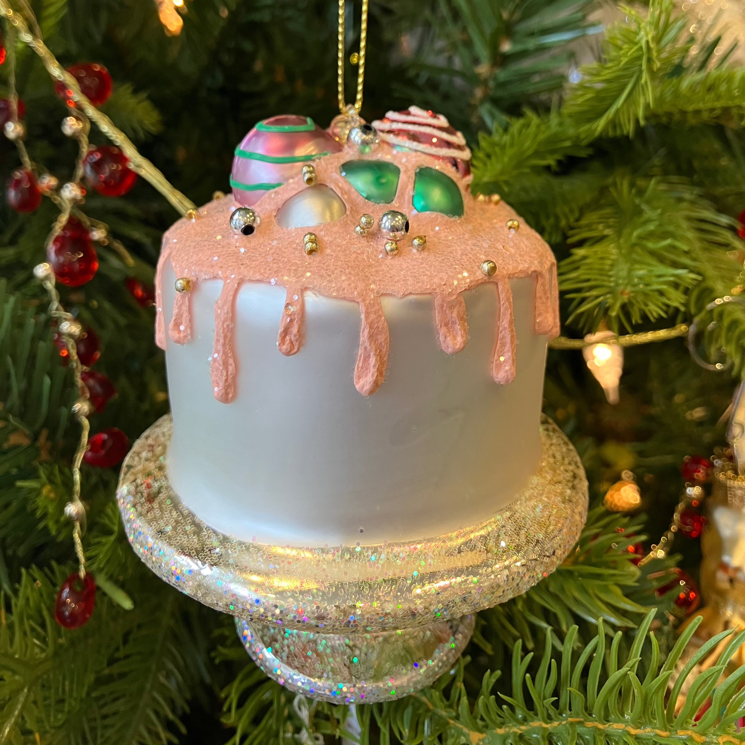 White/Pink Frosting Drip Cake Decoration