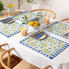 Lemons Set Of 4 Indoor/Outdoor Placemats Blue - WowCornwall