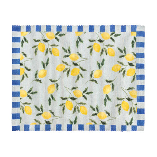 Lemons Set Of 4 Indoor/Outdoor Placemats Blue - WowCornwall