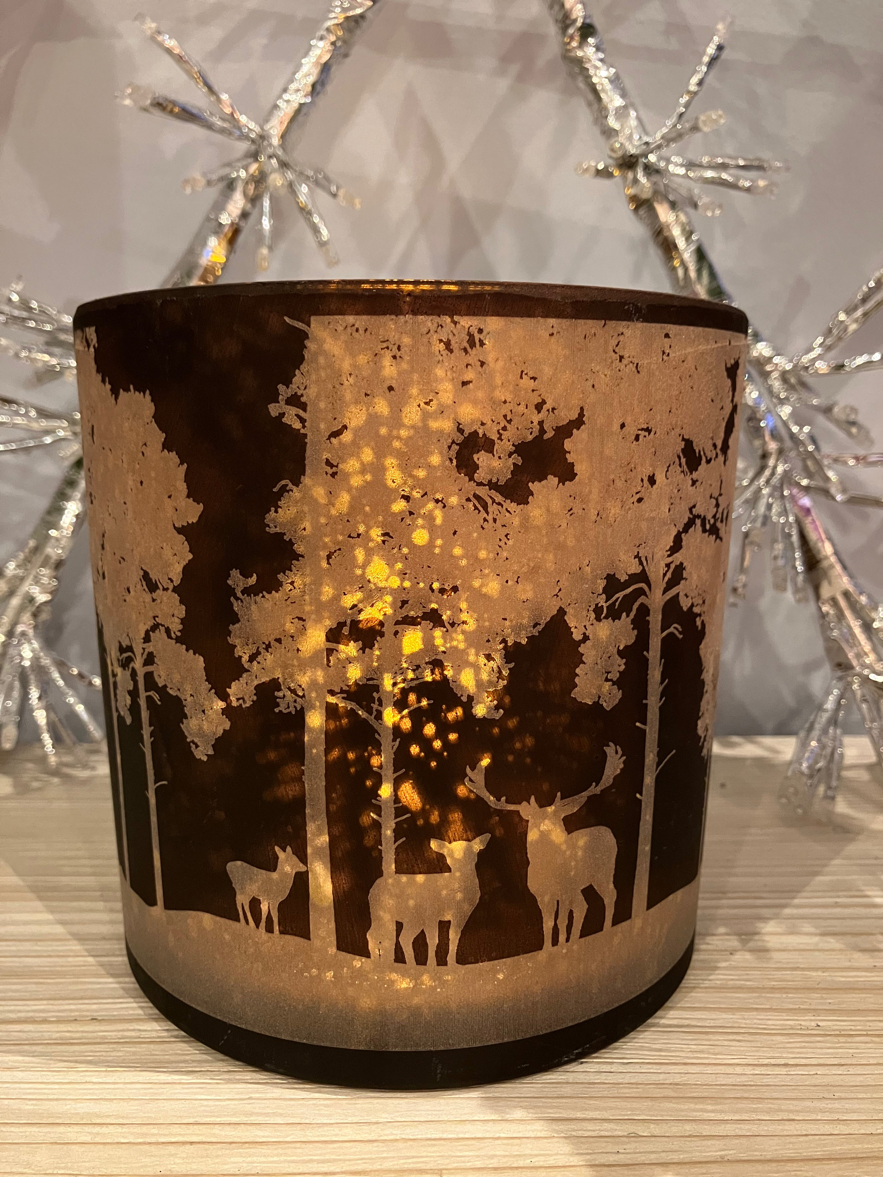 Copper Large Deer in Forest Candle Holder - WowCornwall