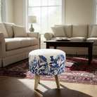 Wildflower Embroidered Footstool, Bluebell - WowCornwall