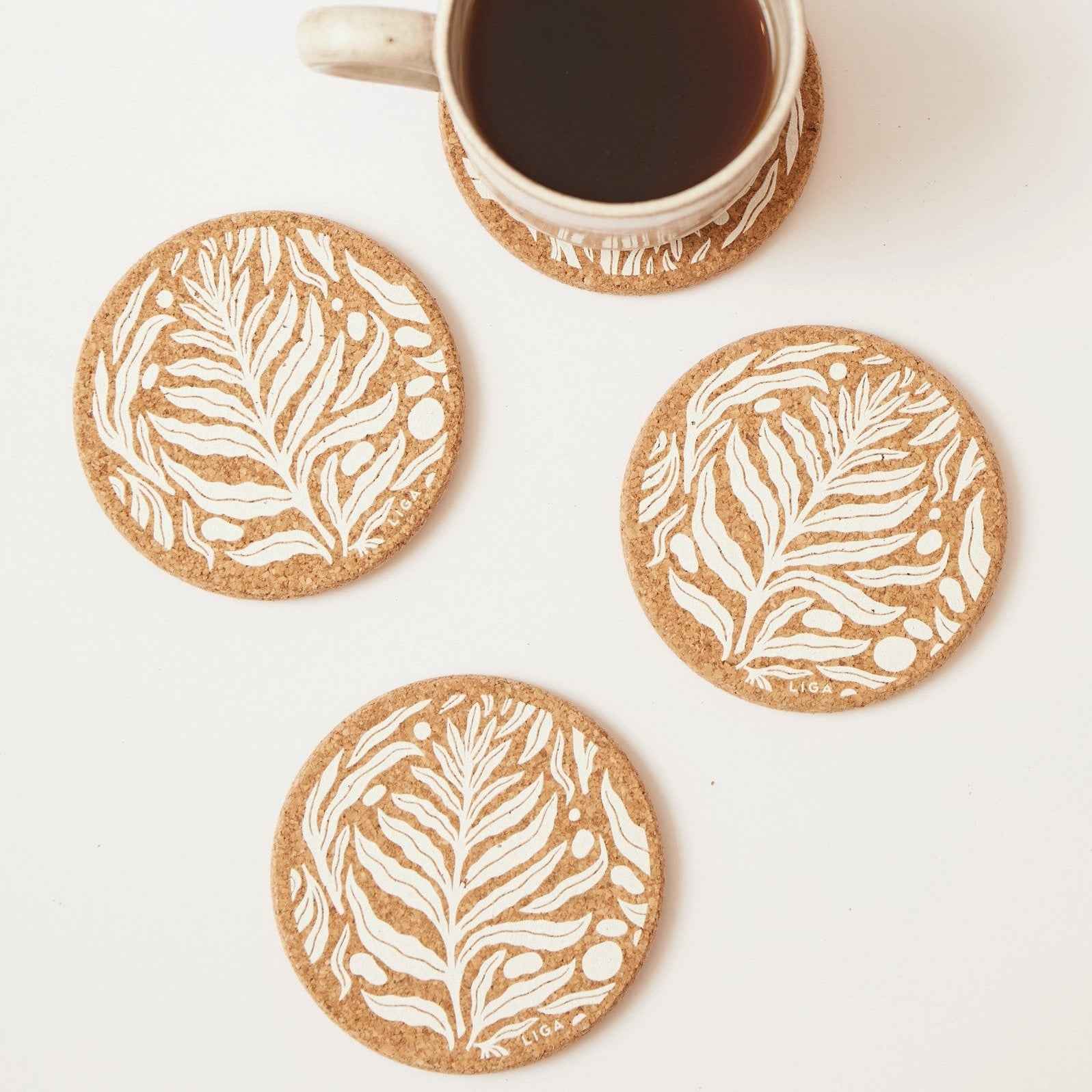 Phytophillia Organic Cork Coasters - Set of 4
