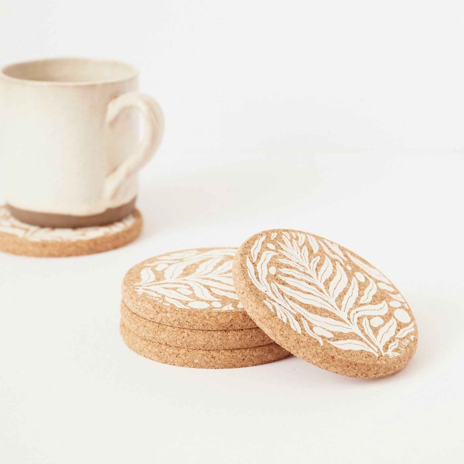 Phytophillia Organic Cork Coasters - Set of 4