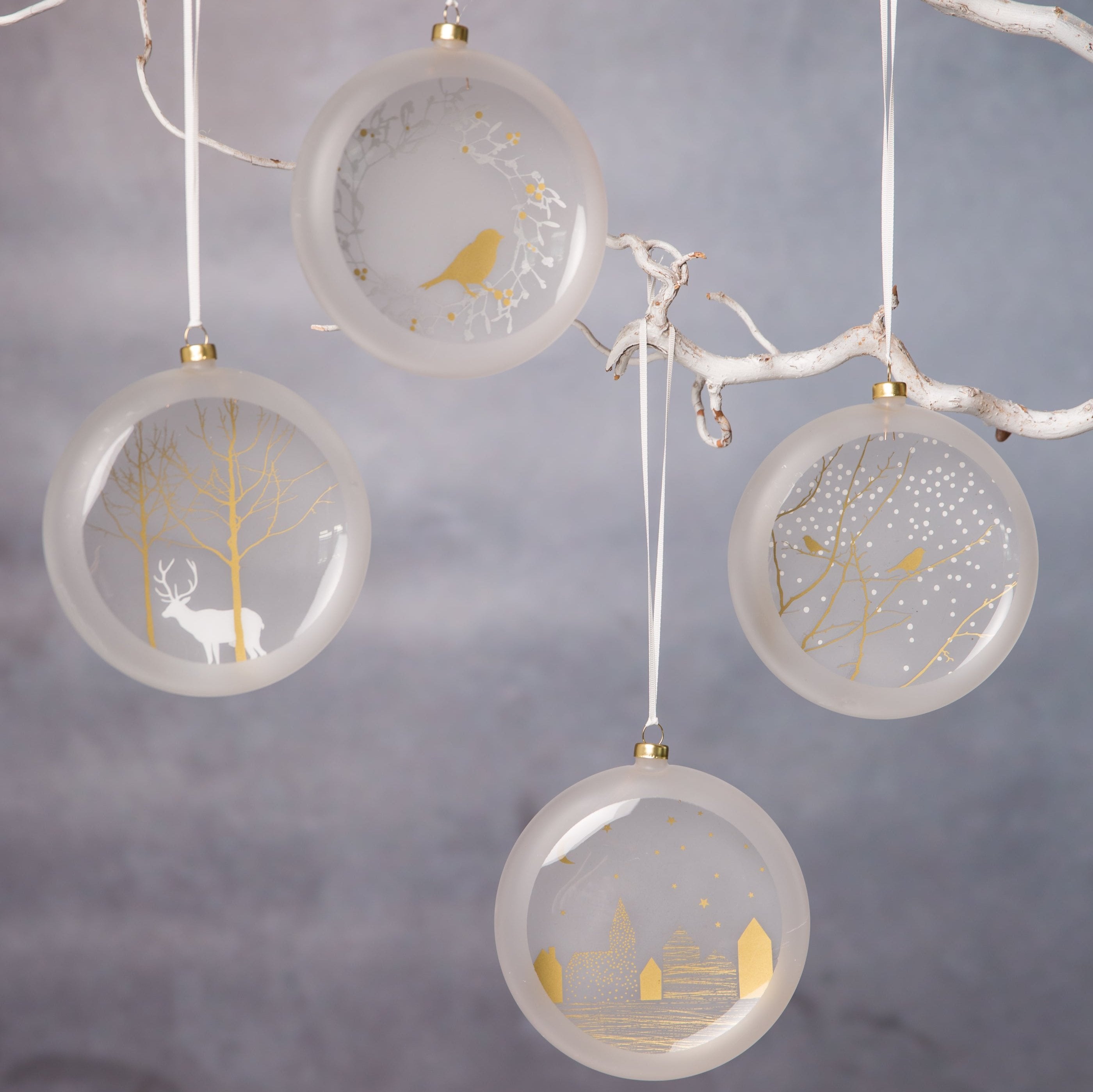 Frosted Glass Bauble Branches by Rader - WowCornwall