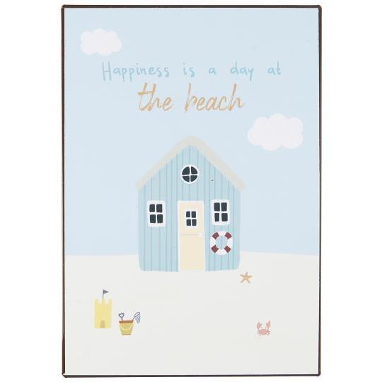 Metal sign Happiness is a day at the beach - WowCornwall