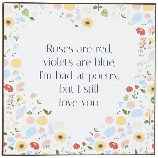 Metal sign Roses are red, violets are blue - WowCornwall