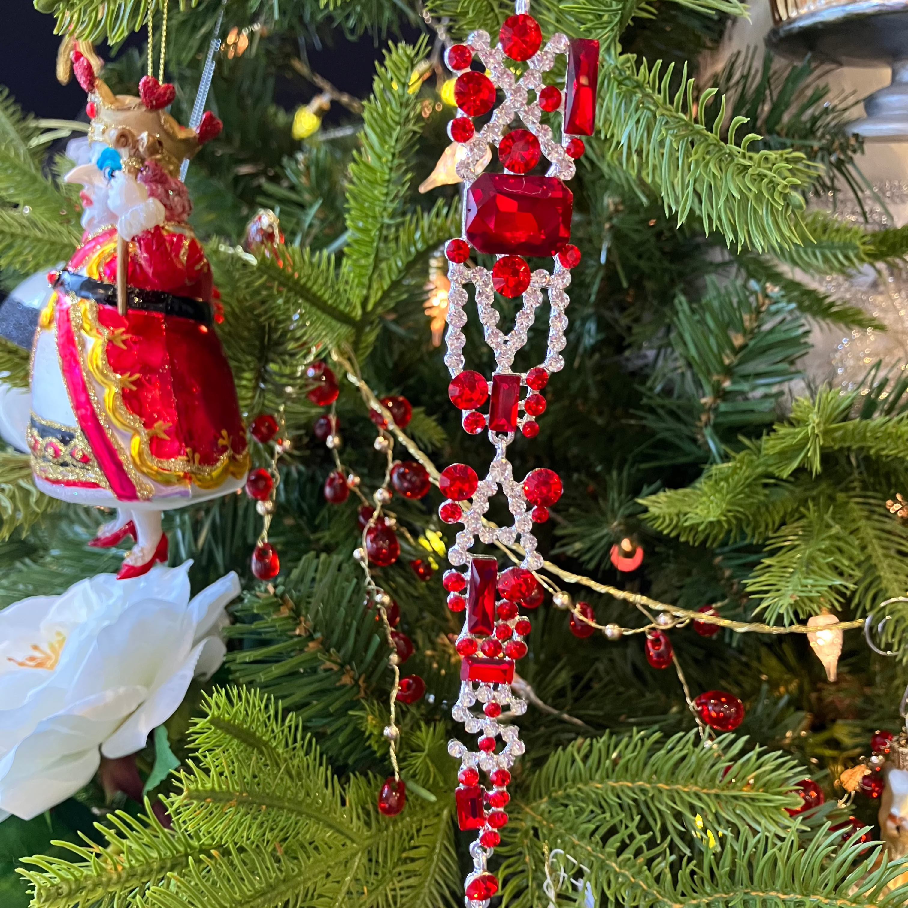 Red/Clear Gem Icicle Decoration