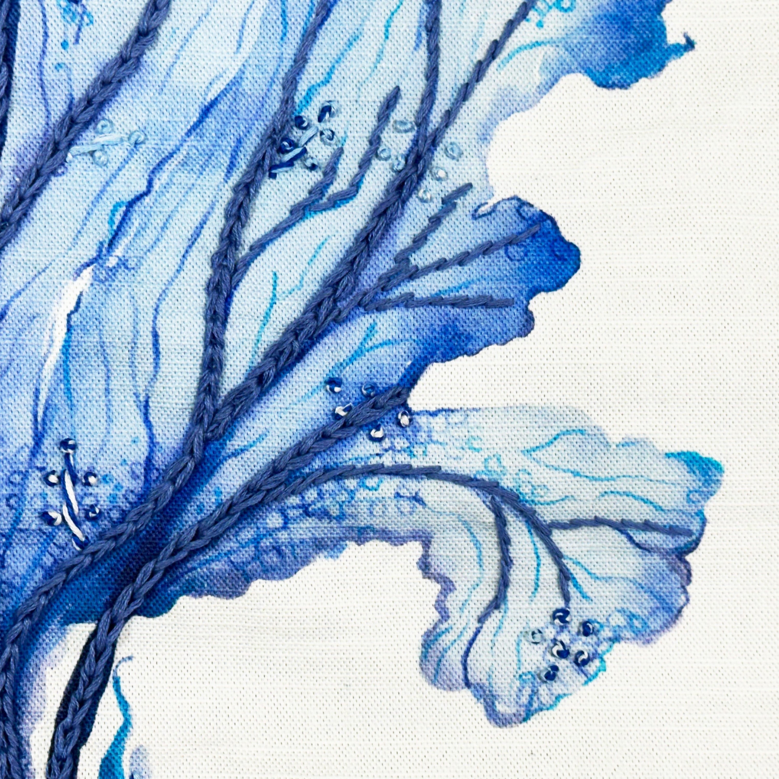 Neptune Coral Cushion - Indigo - WowCornwall