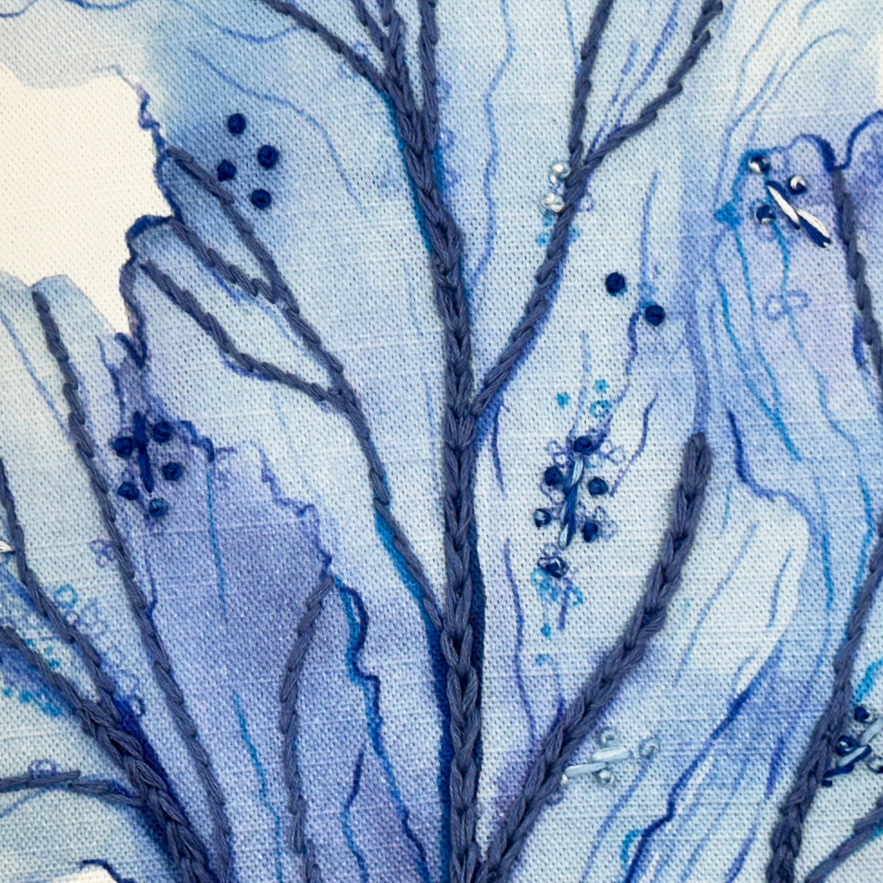 Neptune Coral Cushion - Indigo - WowCornwall