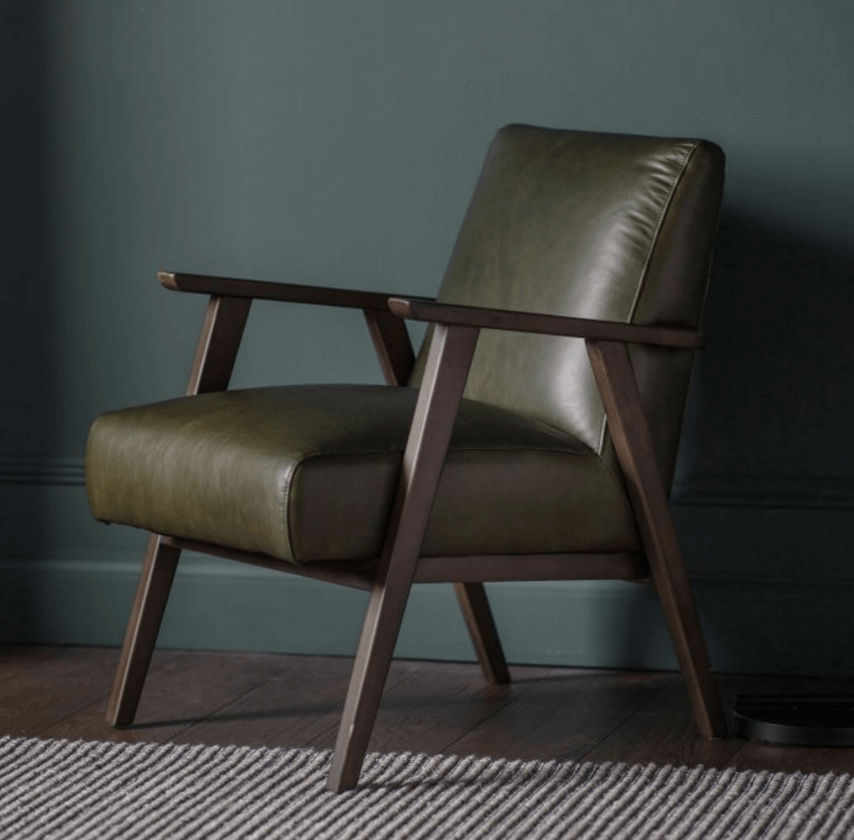 Neyland Armchair Heritage Green Leather - WowCornwall