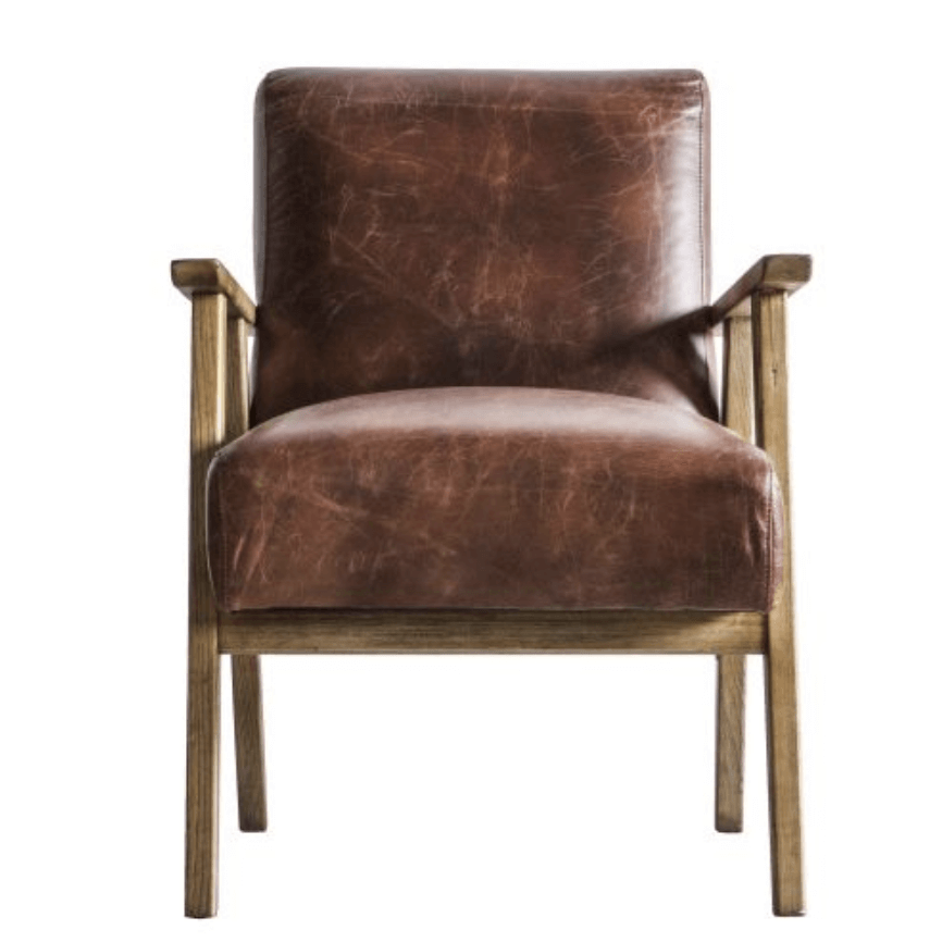 Neyland Armchair Vintage Brown Leather - WowCornwall