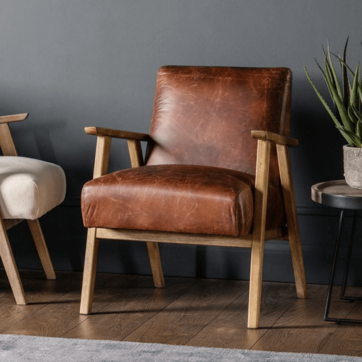 Neyland Armchair Vintage Brown Leather - WowCornwall