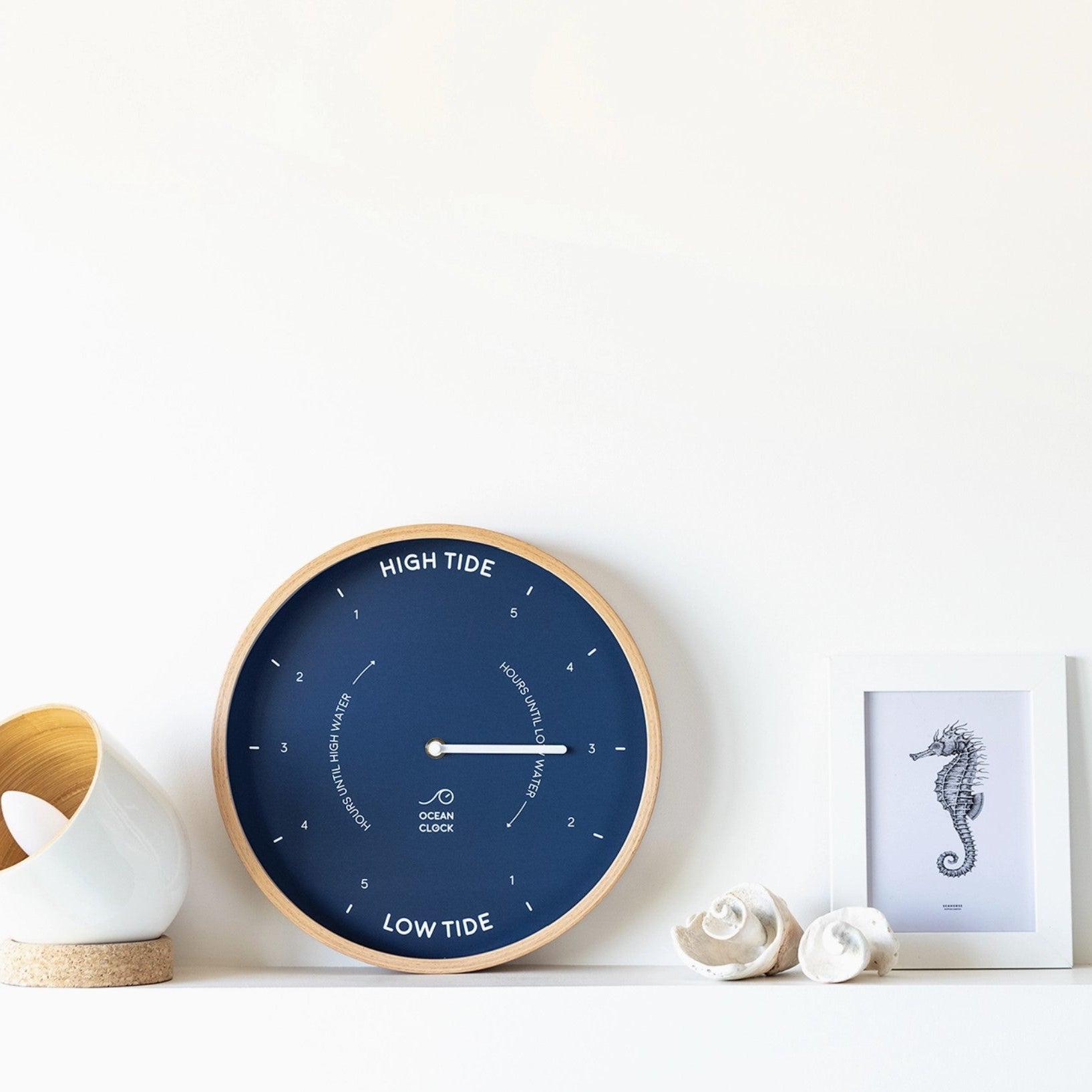Navy Blue Wood Tide Clock - WowCornwall