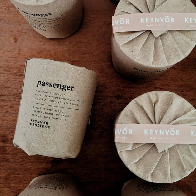 Passenger, smoke + leather premium soy candle - WowCornwall