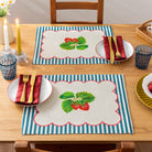 Strawberry Stripes Set of 4 Indoor / Outdoor Placemats Candy Cane - WowCornwall