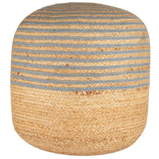 Pouf jute with blue stripes in cotton - WowCornwall