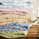 Quilt Caja dusty green with white flowers - WowCornwall