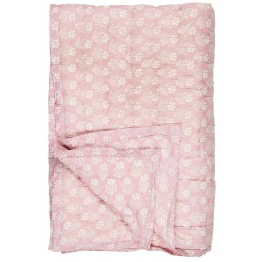 Quilt Cathy rosa malva with white flowers - WowCornwall