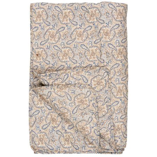 Quilt with blue, brown and sand coloured paisley pattern - WowCornwall