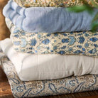 Quilt with blue, brown and sand coloured paisley pattern - WowCornwall