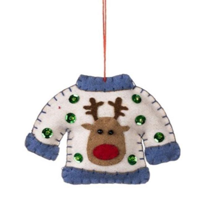 Reindeer jumper Christmas Decoration by Shoeless Joe - WowCornwall