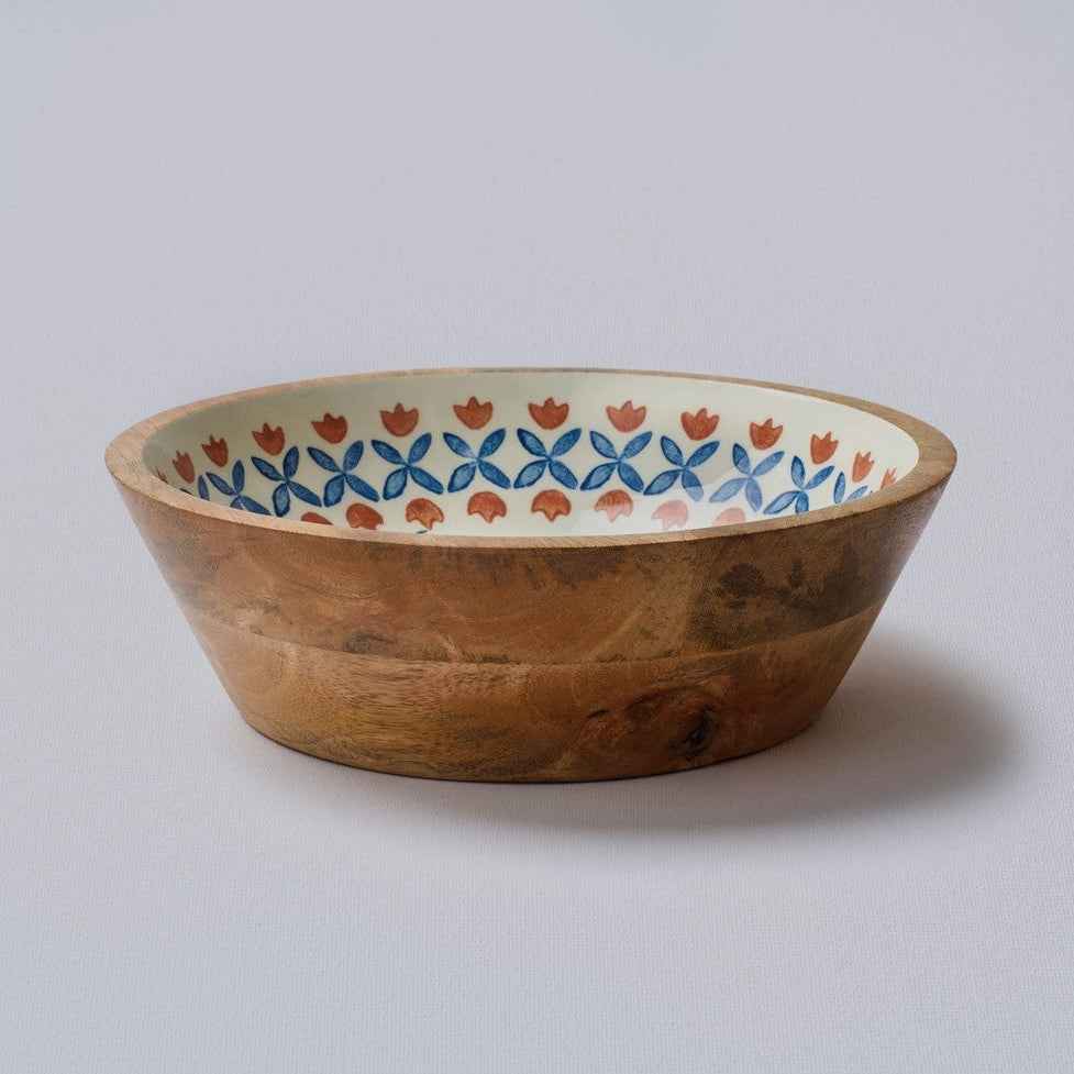 Retro Floral Wooden Bowl