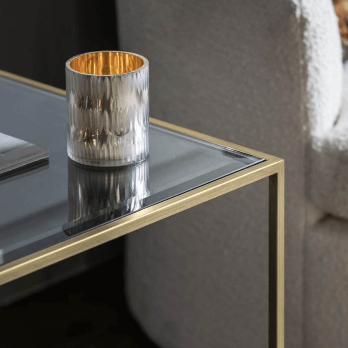 Rothbury Side Table Champagne 500x500x550mm - WowCornwall