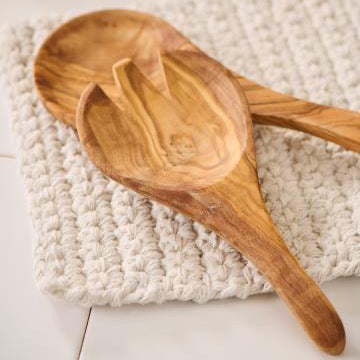 Salad servers short model olive wood - WowCornwall