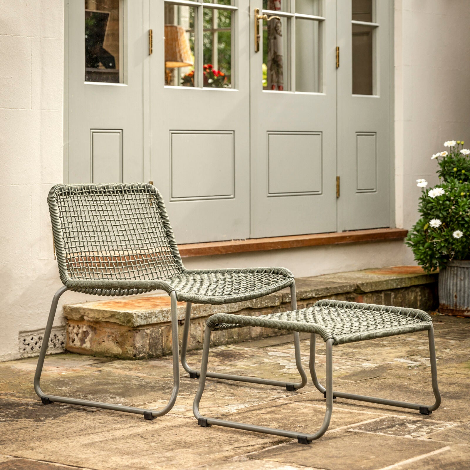 Sassano Lounge Chair with Footstool Green Sold Out - WowCornwall