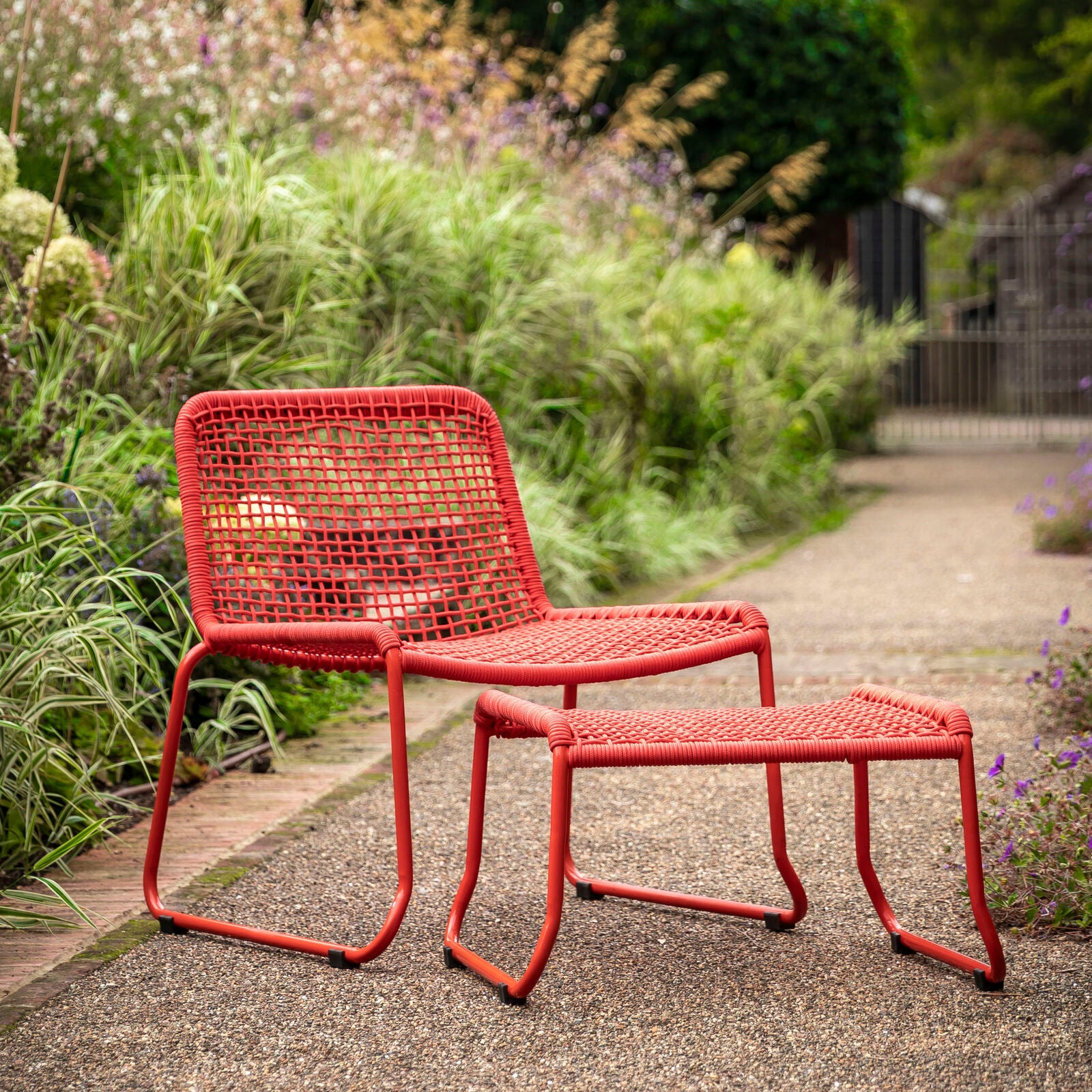 Sassano Lounge Chair with Footstool Orange Sold Out - WowCornwall