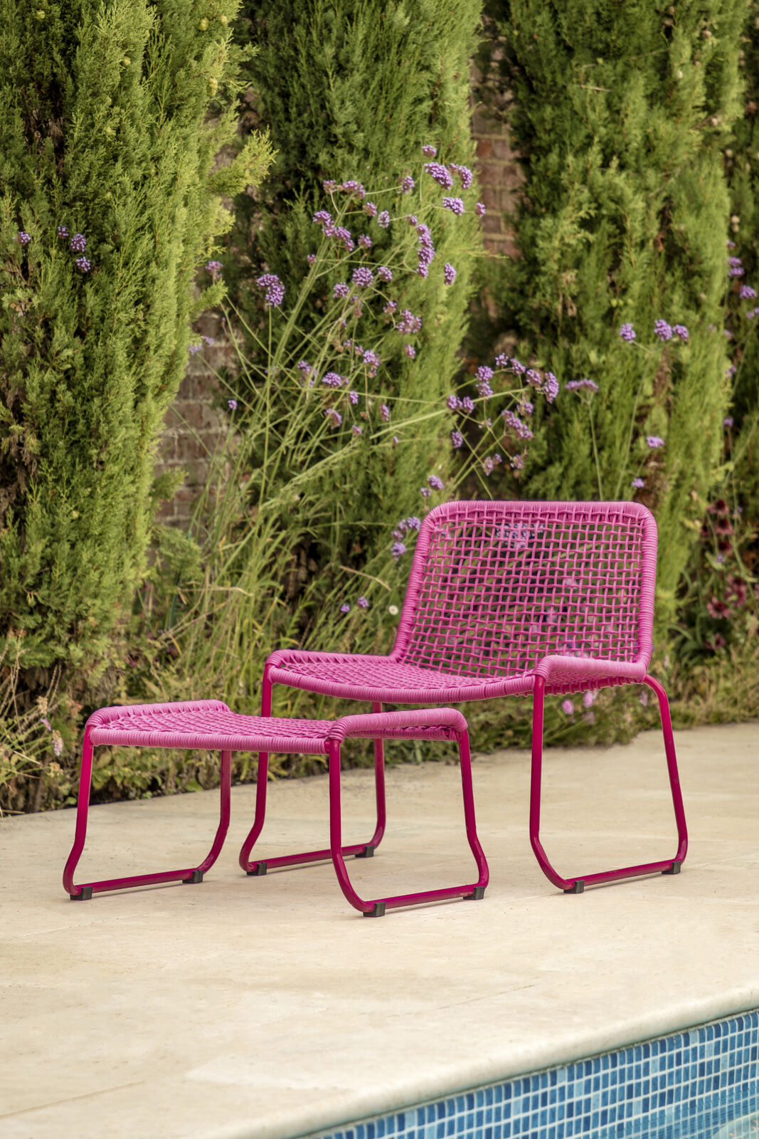 Sassano Lounge Chair with Footstool Pink Sold Out - WowCornwall