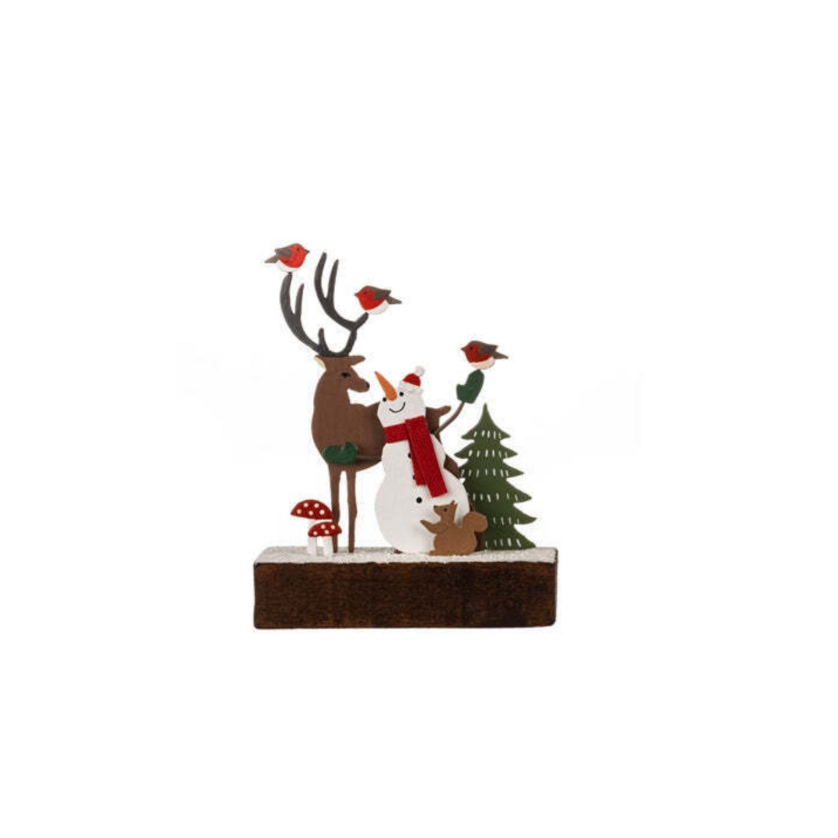Deer and Snowman on Base Christmas Decoration - WowCornwall