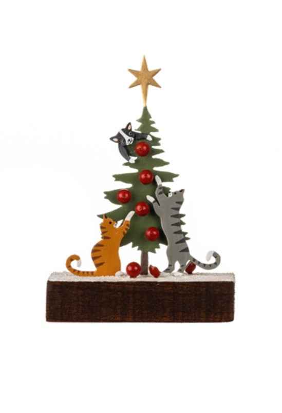Cats Dressing Tree on Base Christmas Decoration by Shoeless Joe