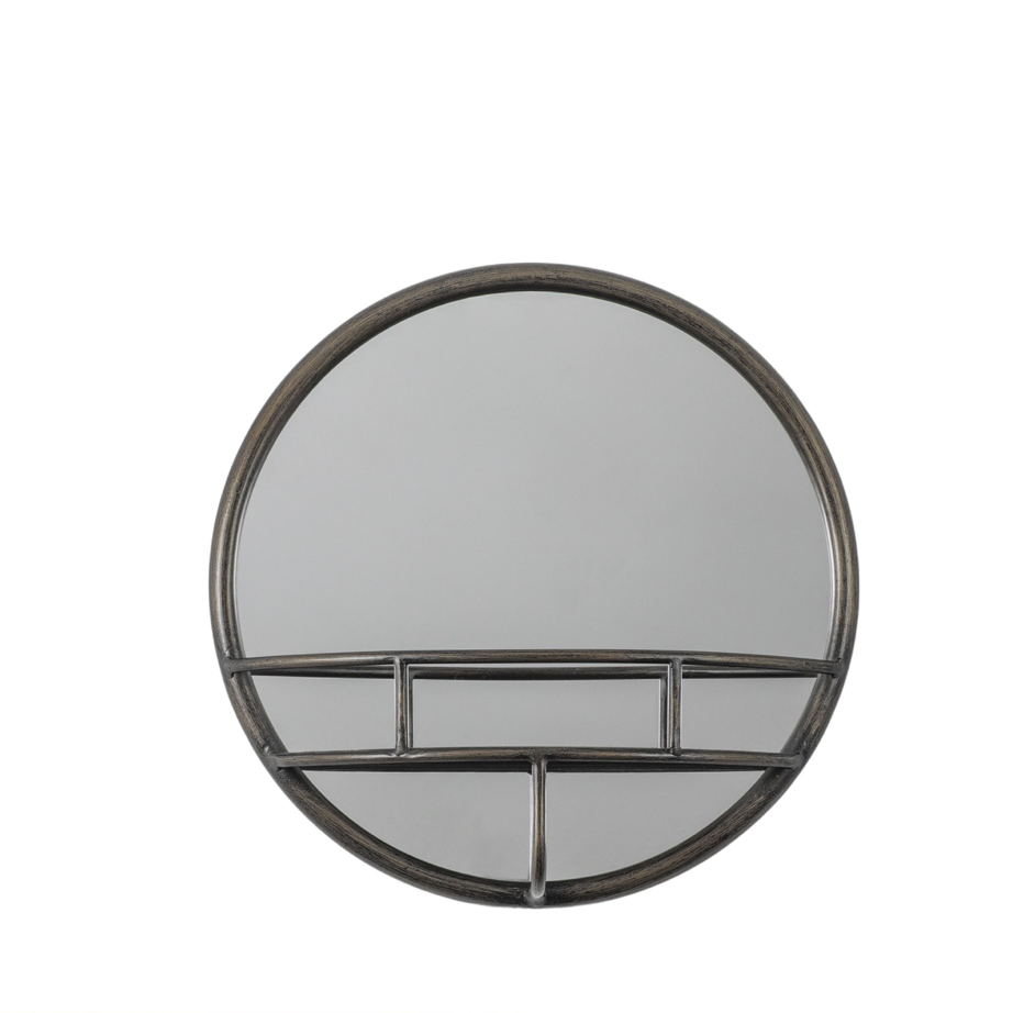 Milton Mirror Round in black, silver & bronze (w)400mm x (d)100mm x (h)400mm - WowCornwall