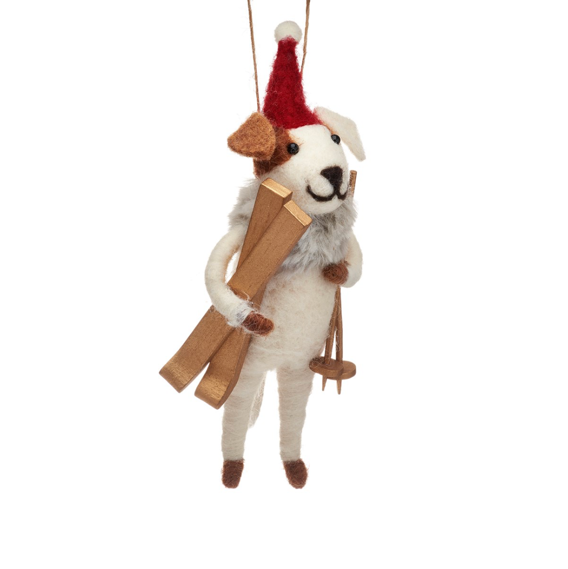 Dog With Skis Hanging Decoration - WowCornwall